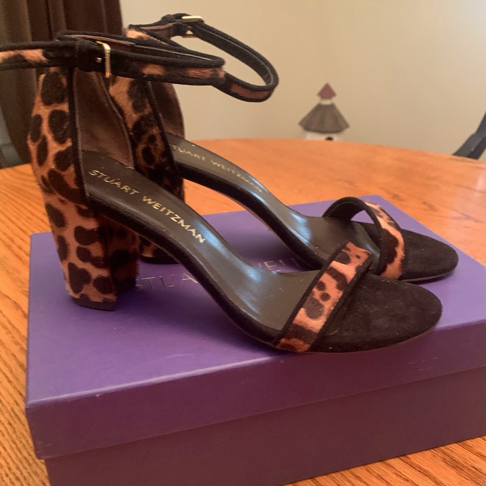 STUART WEITZMAN NEARLY NUDE ANIMAL PRINT SANDAL
